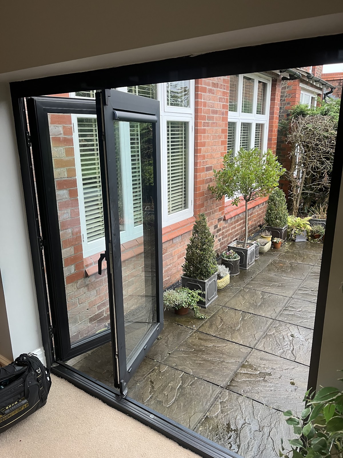 Repaired sliding patio door in a Manchester home